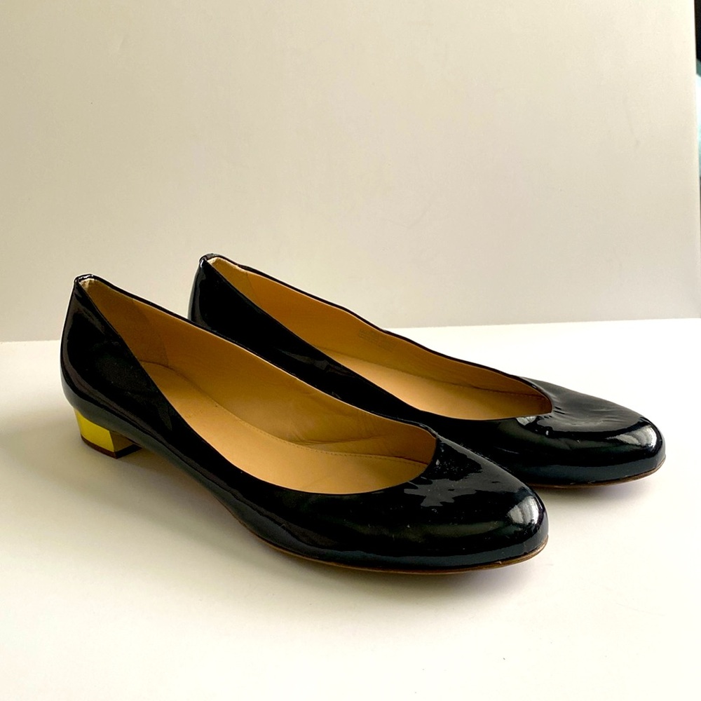 J. Crew Black With Gold Plated Heel Slip-On Shoes Size 9.5 Made In Italy